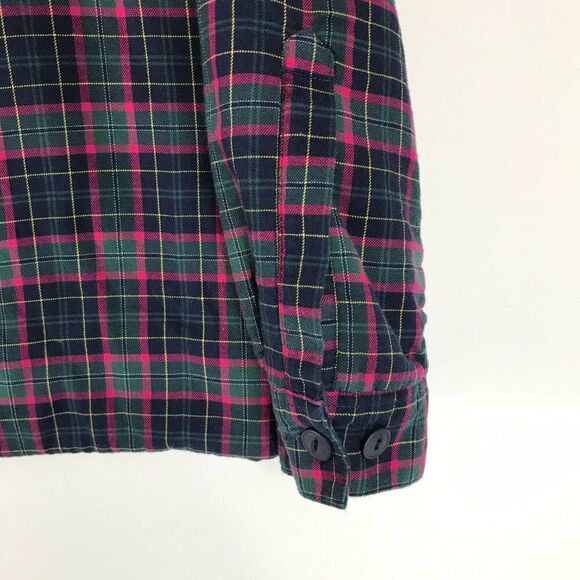 L.L. Bean Fleece-Lined Flannel Shirt Women's Large Plaid Button Up Shacket Chore - Picture 5 of 10